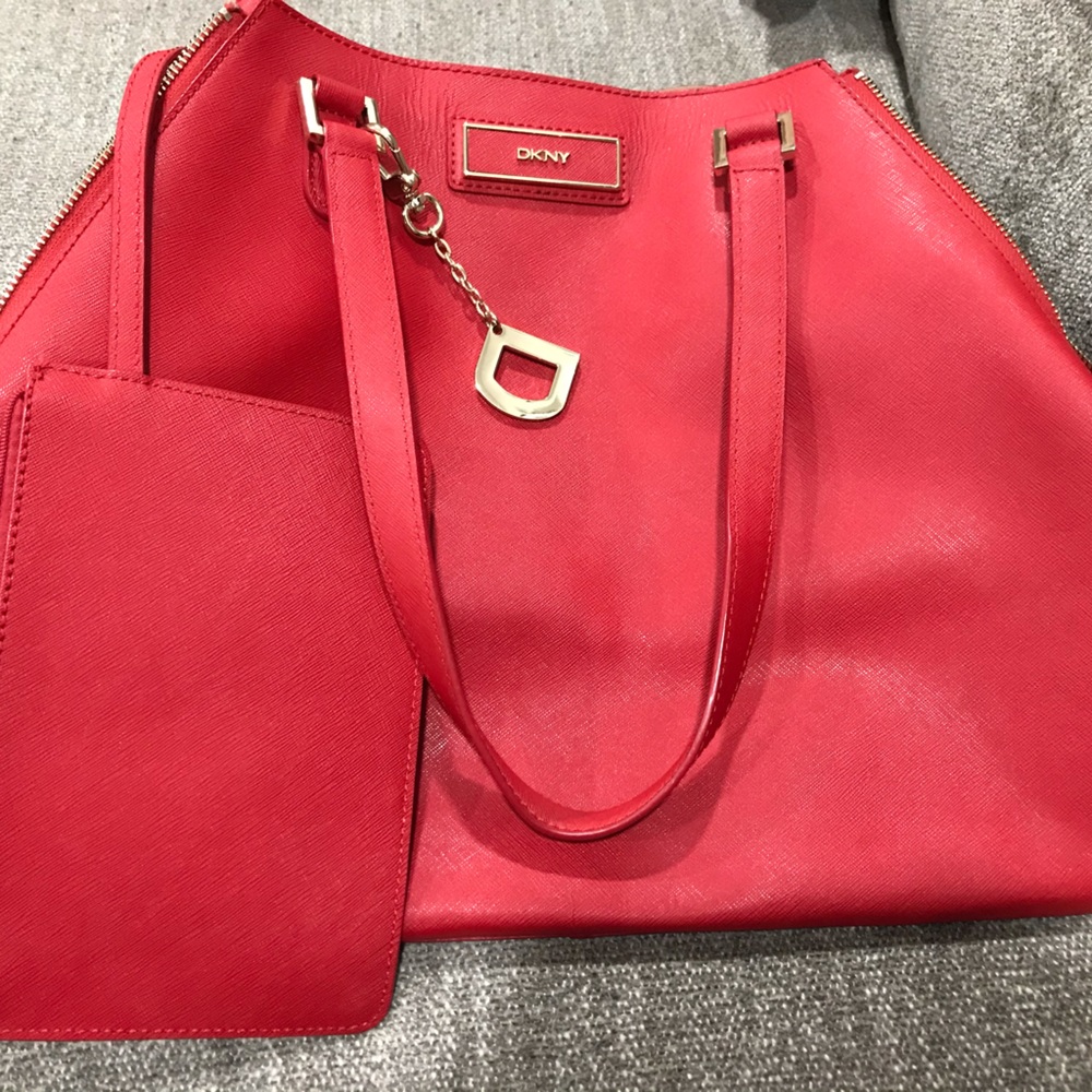 Dkny Red Large Tote Bag Excellent Condition Gem